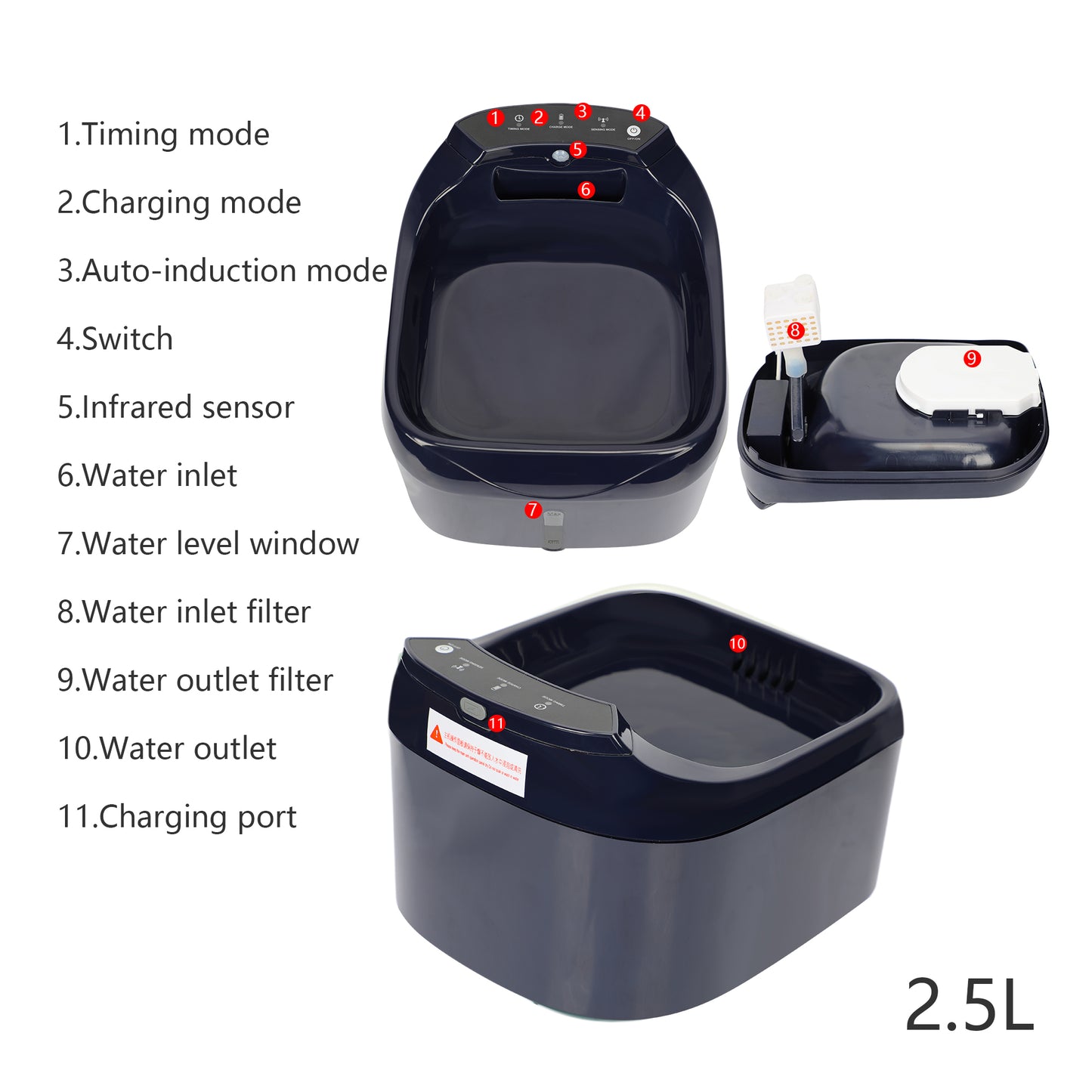 Cat Fountain: Cat Fountain - 84 oz./2.5 liter pet fountain - cat drinking fountain - cat fountain - super silent